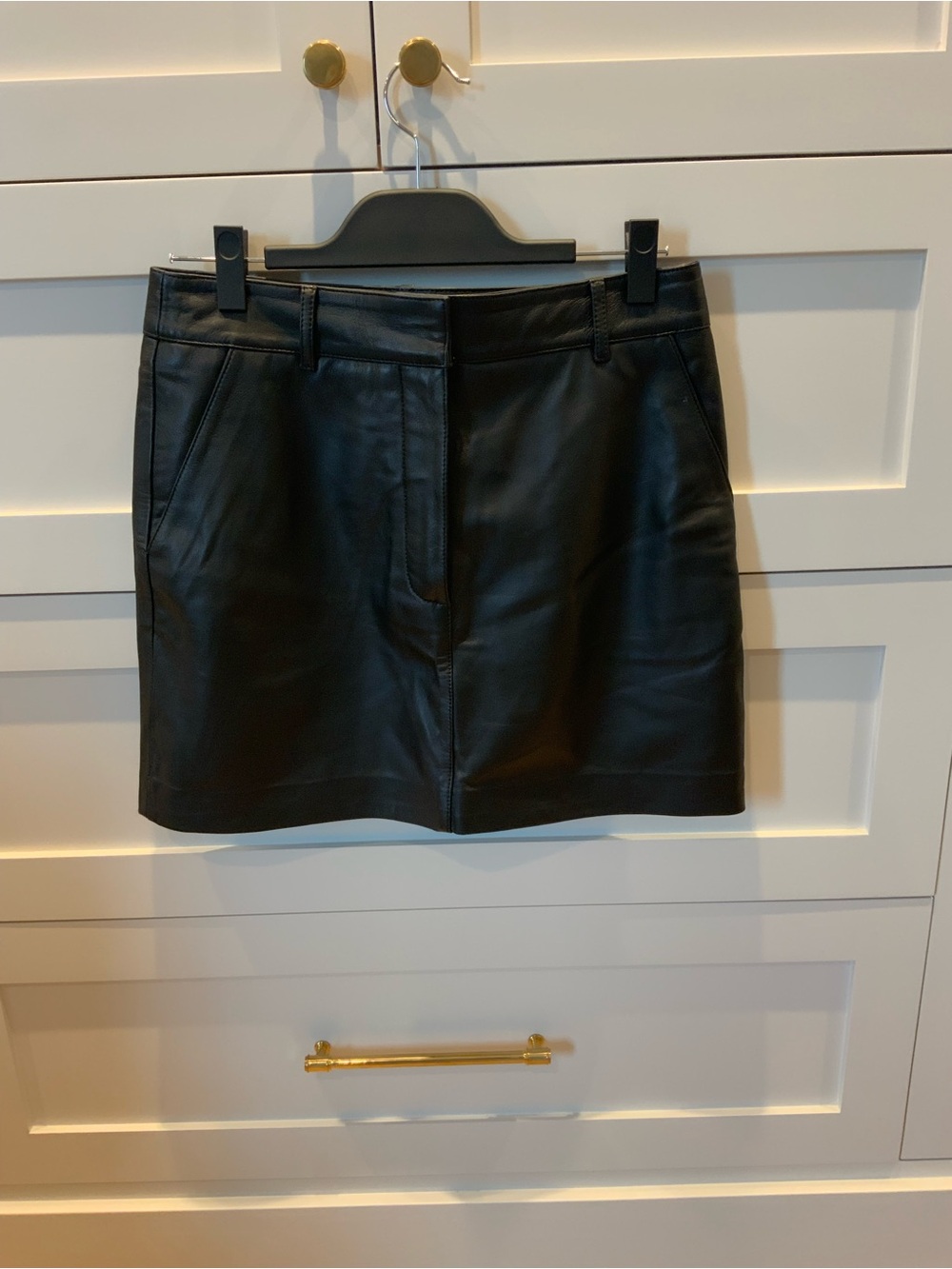 Veda X Reformation Leather Mini Skirt